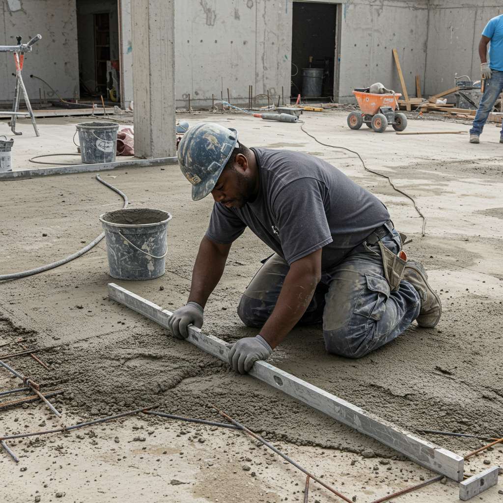 Builder working with Bamburi cement